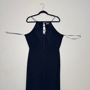 WAYF Lace elegant lace criss cross Black Jumpsuit